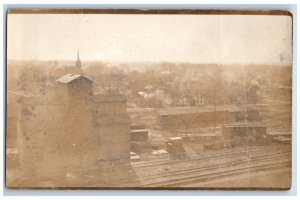 Sheffield Illinois IL Postcard RPPC Photo Birds Eye View Looking South 1918