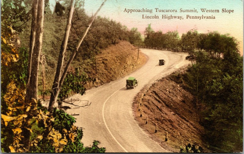 Vtg 1930 Tuscarora Summit Western Slope Lincoln Highway Pennsylvania PA Postcard