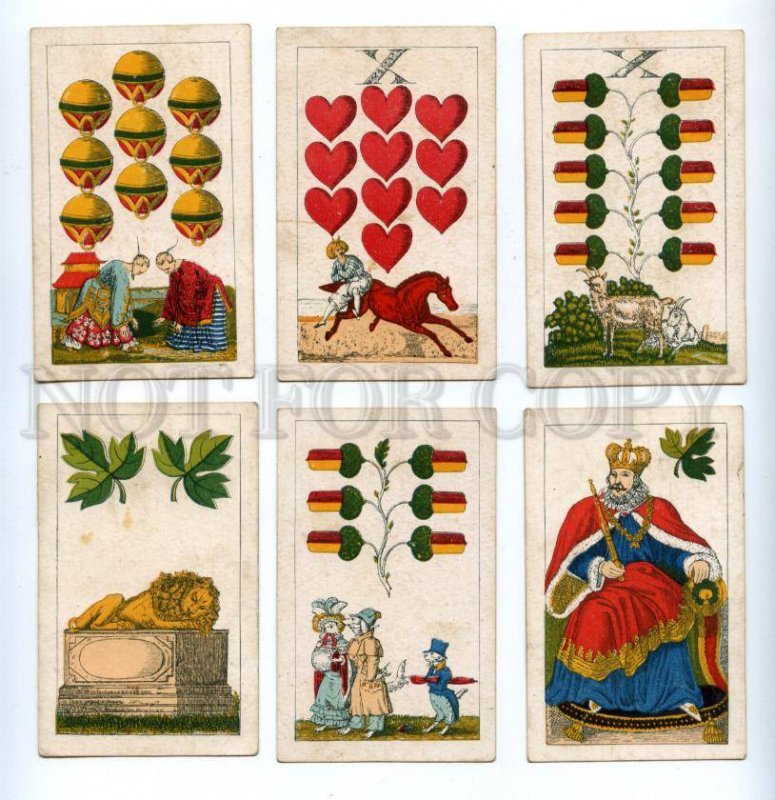 145081 Vintage Russian 23 PLAYING CARDS deck 19 century circus