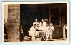 RPPC MISSOULA, MT ~ Montana? ~ YOUNG GROUP on PORCH CAFE? 1917 Postcard