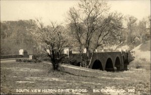 Baltimore Maryland MD Hilton Drive Bridge Real Photo RPPC Vintage Postcard