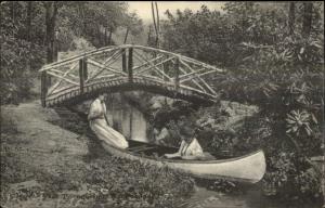Women in Canoe at Bridge - Mt. Pocono Inn PA 1912 Swiftwater Cancel Postcard
