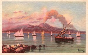 Naples Italy, Napoli IL Vesuvio Gran Cono Volcano, Vintage Postcard