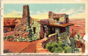 Grand Canyon National Park Lookout Studio Arizona Scenic Linen Postcard 