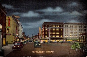 Wyoming Cheyenne Capitol Avenue At Night