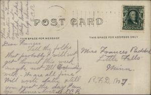 Birch Lake Camp Mailed to Little Falls MN - WI or MINN? Real Photo Postcard