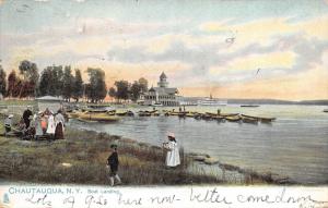 Chautauqua New York 1906 Postcard Boat Landing By Raphael Tuck