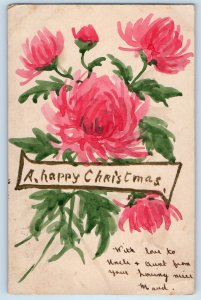c1905 Christmas Chrysanthemum Hand Drawn Art Atlantic Highland NJ Postcard