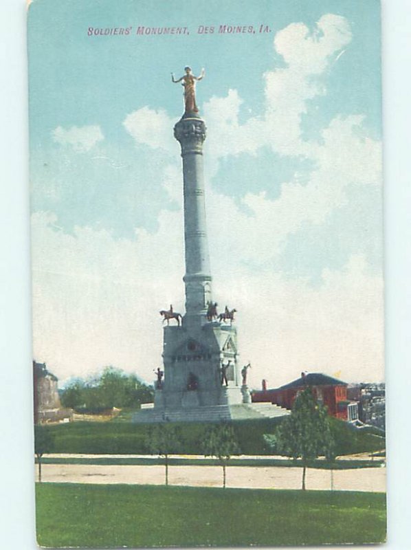 Divided-back MONUMENT SCENE Des Moines Iowa IA AE7934