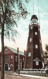 Vintage Postcard Portland Observatory Tower Erected 1807 Maine Greetings Card