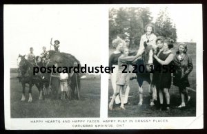 h3735 - CARLSBAD SPRINGS Ontario 1930s Farming. Boys & Girls.Real Photo Postcard