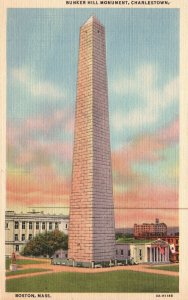 Vintage Postcard 1950 Bunker Hill Monument Charlestown Boston Massachusetts Mass