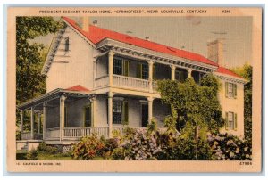 1942 President Zachary Taylor Home Springfield Louisville Kentucky KY Postcard