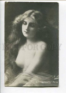 262033 NUDE Lady LONG HAIR by Angelo ASTI vintage RUSSIA PC