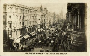 argentina, BUENOS AIRES, Avenida de Mayo, Cars (1925) RPPC Postcard