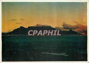 Modern Postcard Cape Town at night with Table Mountain in South Africa you ba...