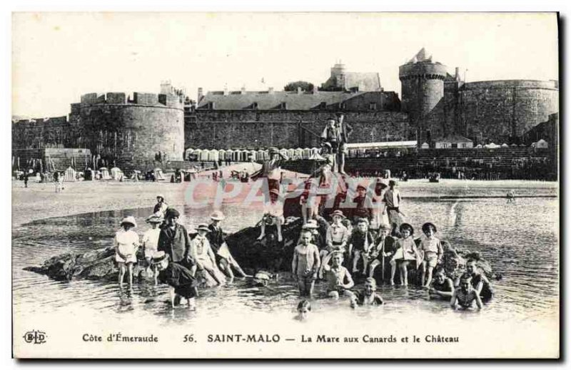 Old Postcard Emerald Coast Saint Malo La Mare Duck and Chateau