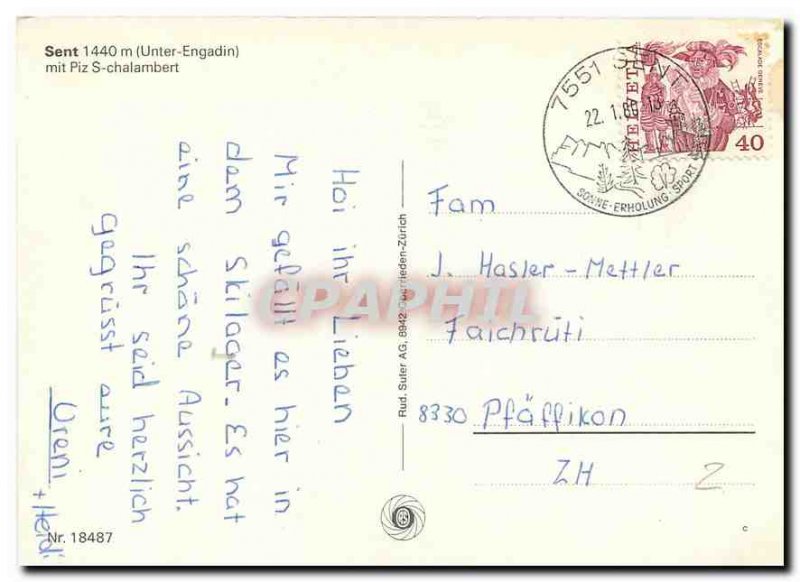 Modern Postcard Sent Unter Engadin