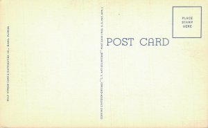 USA Fountain Normandy Isles Miami Beach Linen Postcard 03.58