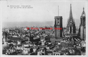 Spain, Barcelona, RPPC, Partial View Of Cathedral, Photo No 38