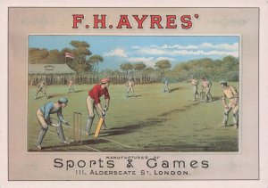 FH Ayres Toys & Games London Shop Cricket Advertising Postcard