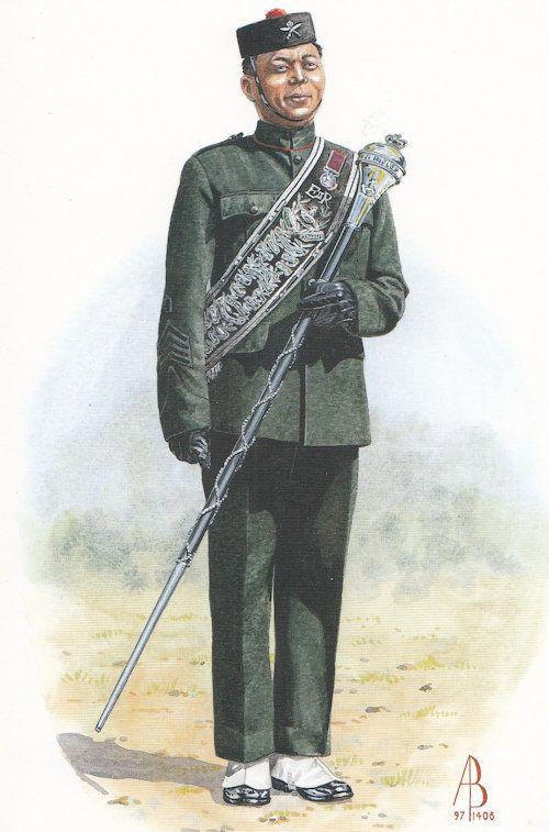 Drum Major Of The Royal Gurkha Rifles Uniform Military Postcard