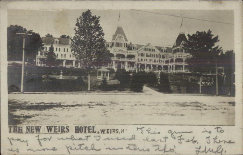 Weirs NH New Weirs Hotel c1905 Real Photo Postcard