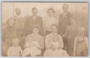 RPPC Family Photo Men Women Children Baby c1915 Postcard A22