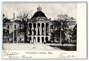 1907 Old Capitol Building Scene Street Jackson Mississippi MS Antique Postcard