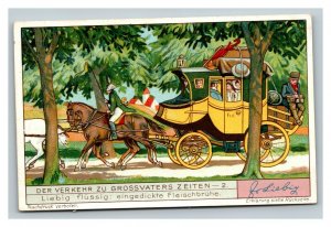 Vintage Liebig Trade Card - German- 3 of Transportation in Grandfathers Time Set