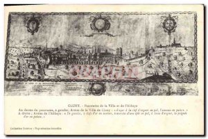 Old Postcard Cluny Panorama of the city and the & # 39abbaye