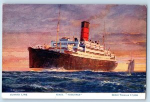 1928 Plymouth Devon England Postcard Cunard Line R.M.S. Tuscania Rosenvince