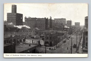 1907 Des Moines IA Iowa View Of Business District Postcard