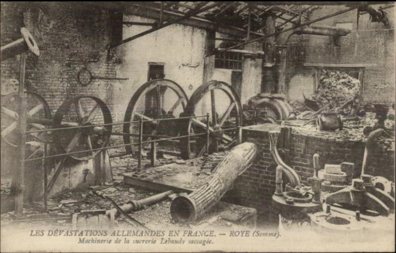 France WWI Destruction of Machinery Roye Somme Postcard #5