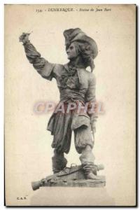 Old Postcard Dunkirk Statue of Jean Bart Privateer Pirate