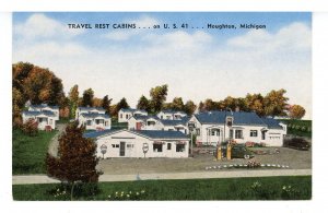 MI - Houghton. Travel Rest Phillips 66  Gas Station  & Cabins ca 1950