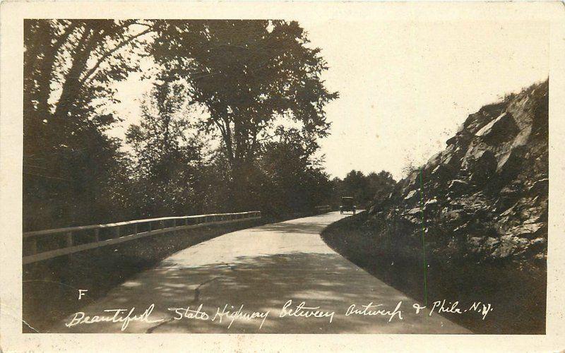 Beautiful State Highway 1920s PHILA NEW YORK RPPC real photo postcard 5390