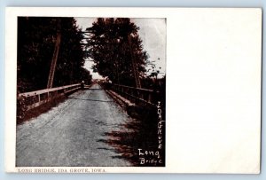 Ida Grove Iowa IA Postcard Long Bridge Exterior View Road c1905 Vintage Antique