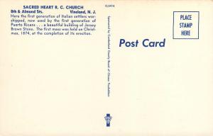 Sacred Heart Roman Catholic RC Church Vineland NJ New Jersey Postcard