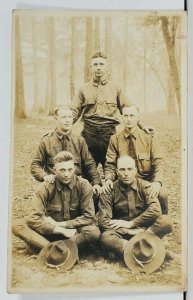 RPPC Military Soldiers Handsome Group of Five Men c1919 Postcard M4