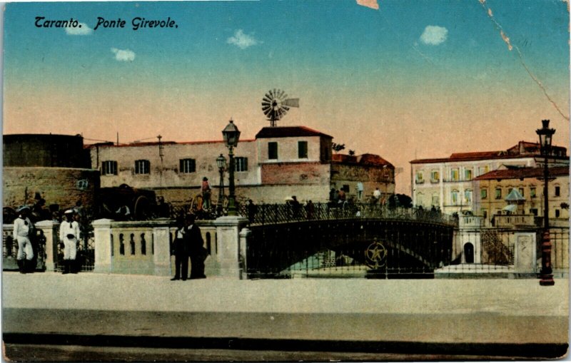 Postcard Italy Taranto Ponte Girevole - RARE VIEW of Bridge C.1910 K6