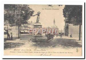 Peronne Old Postcard Statue of Mary Foure heroine of the 1536 siege and marke...
