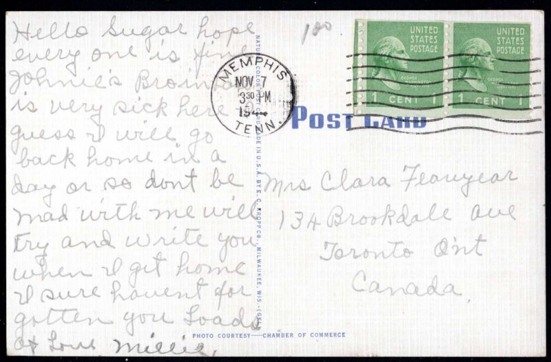 Tennessee MEMPHIS Court Square in the downtown pm1944 - Linen