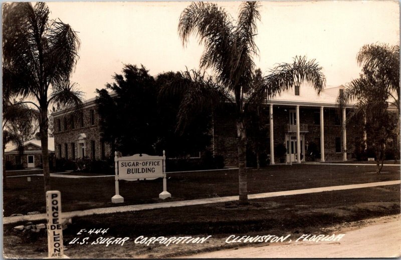 RPPC U.S. Sugar Corporation Office Building Clewiston FL Vintage Postcard W62