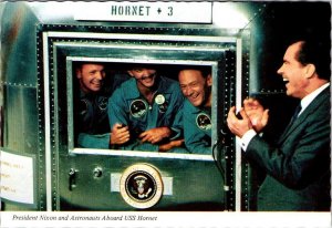 Apollo 11 Moon Landing  PRESIDENT NIXON & ASTRONAUTS~USS Hornet  4X6 Postcard