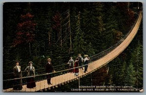 Postcard Vancouver BC c1910s Suspension Bridge Capilano Canyon