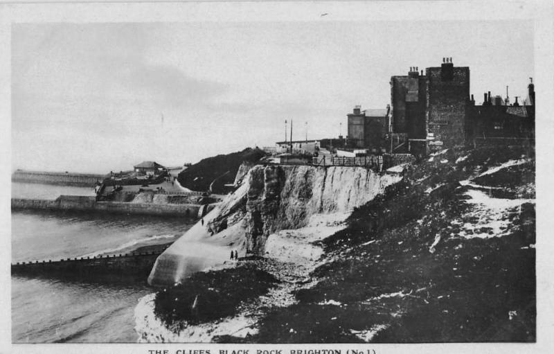 Brighton England Black Rock Cliffs Real Photo Antique Postcard K22904