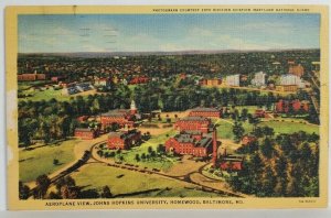 Baltimore Maryland Aeroplane View Johns Hopkins University Homewood Postcard T13