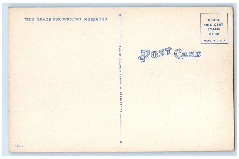 c1940 US Post Office Building Classic Car Street Nanticoke Pennsylvania Postcard