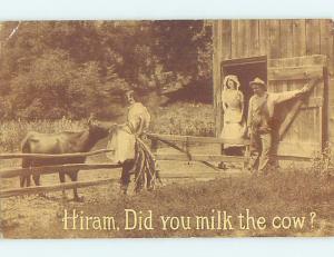 Pre-Linen comic FARM GIRLS WONDER IF MAN MILKED THE COW HL2269